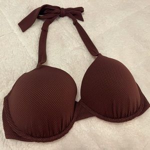 Shade & Shore halter push up bikini top, brown texture, 36D